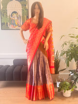 Traditional Half Saree for teenage Girls and Adults - Lavender and Pink combo