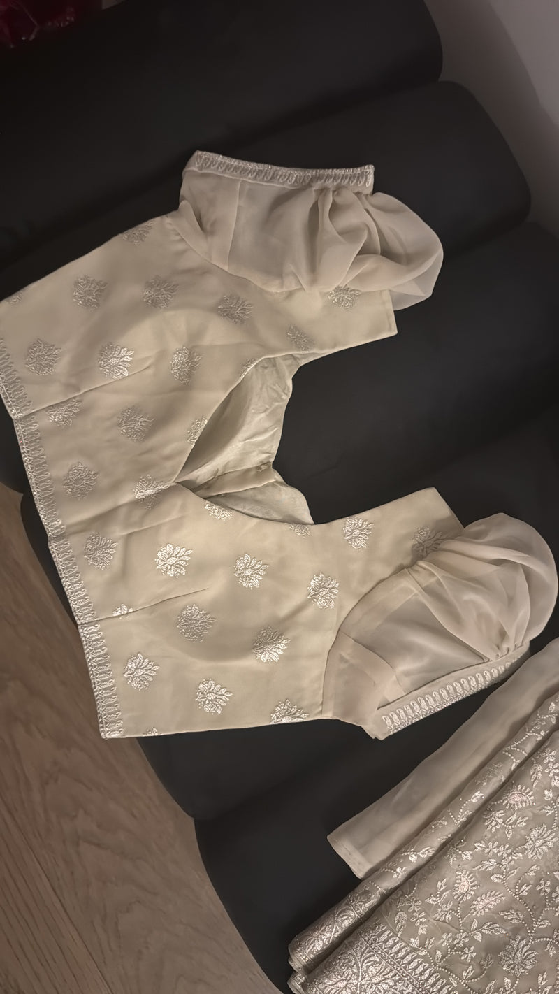 Sea Green Chikankari Saree