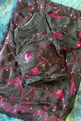 Black Hot Pink Wave Sequins/ Black Blue Wave Sequins 8175
