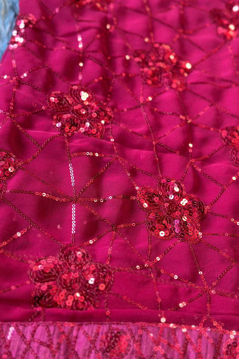 Dark Purple and Pink Sequins Saree 8163