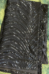 Navy & Black Sequin Stripe Saree 1269