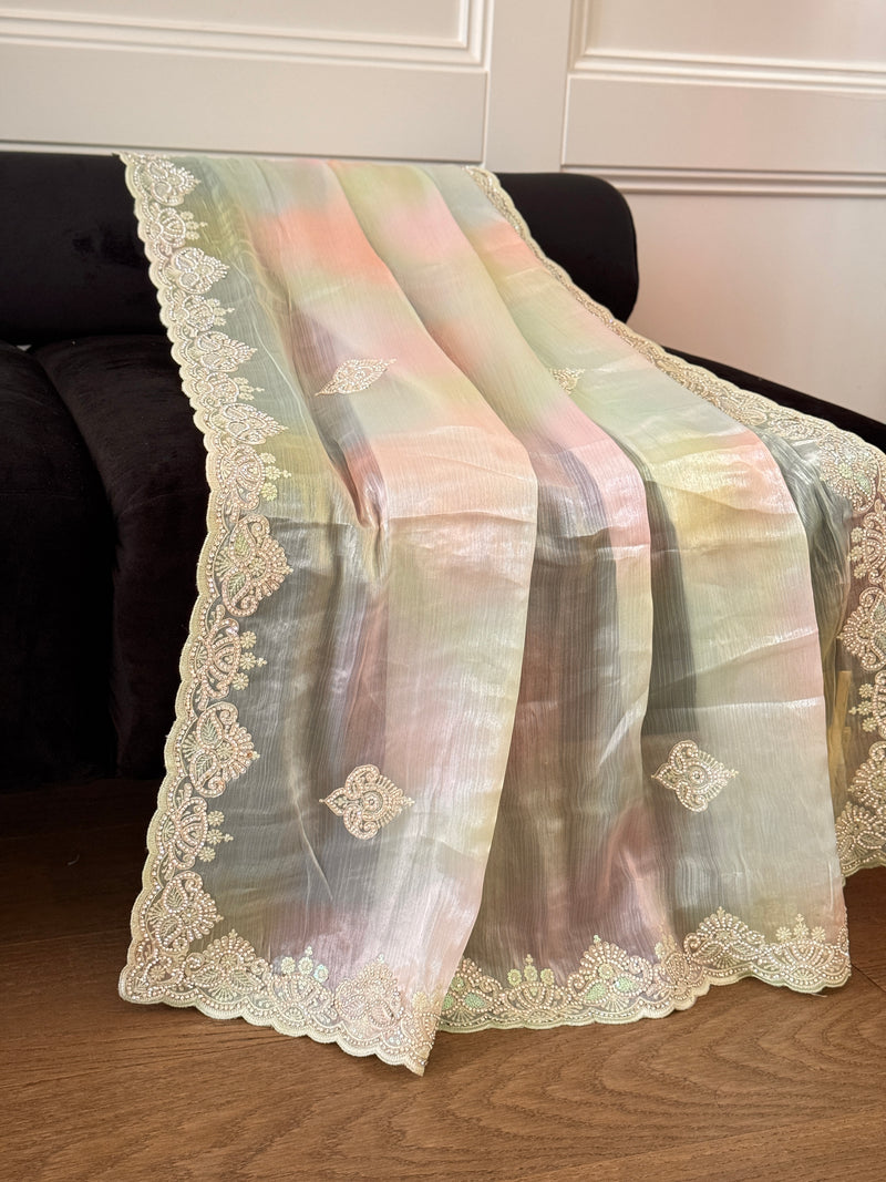 Moonlight Green Organza Saree