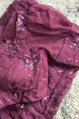 Dark Purple and Pink Sequins Saree 8163