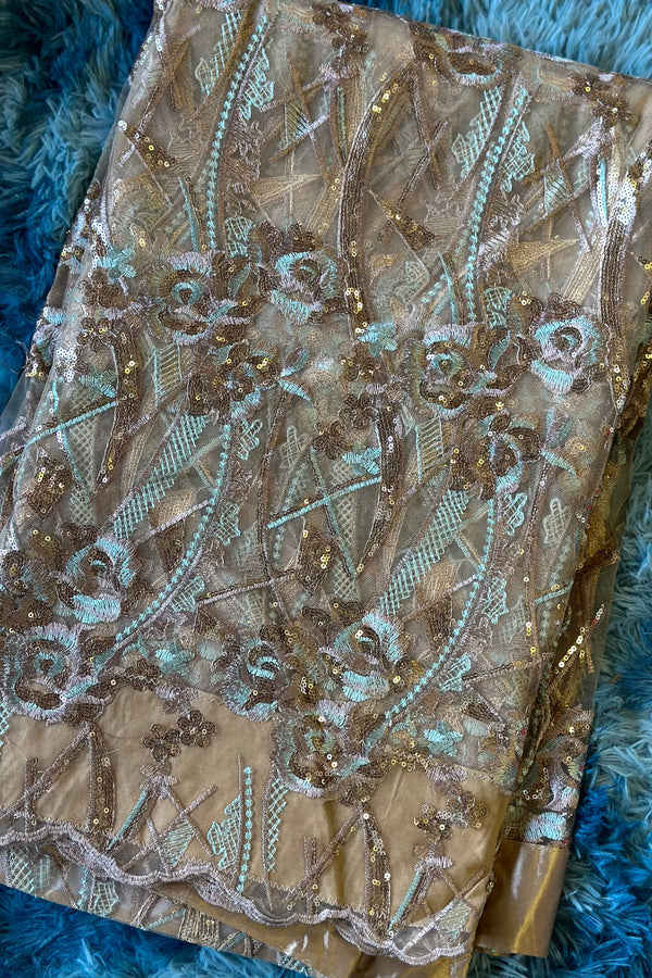 Dark Blue/Gold Sequins Saree 1250