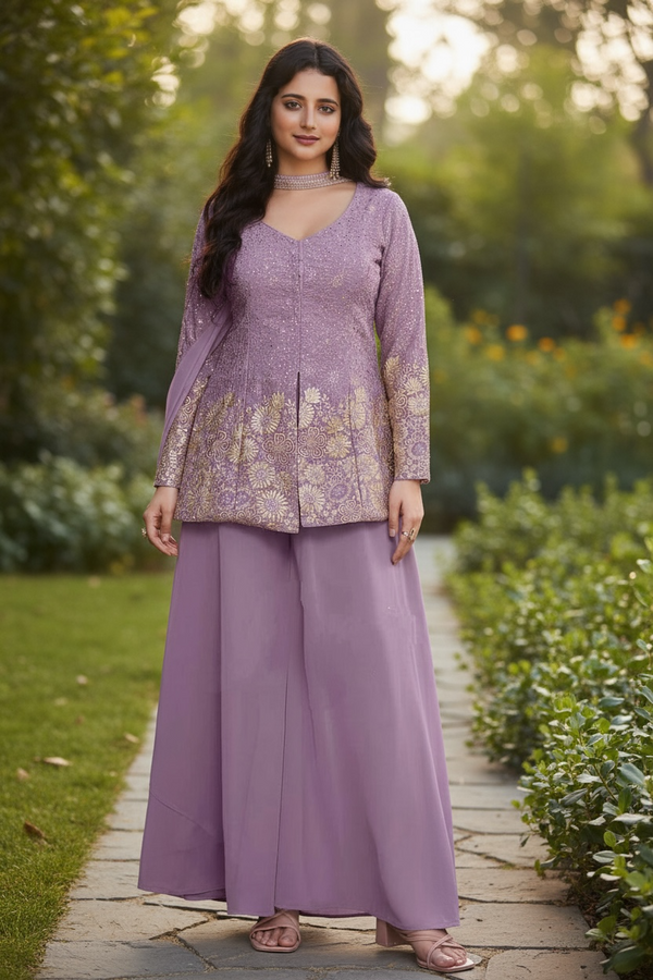Embroidery Croptop with Palazzo Skirt