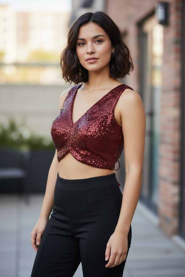 Sequins Sleeveless Designer Blouse