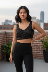 Black Sequins back tie Designer Blouse