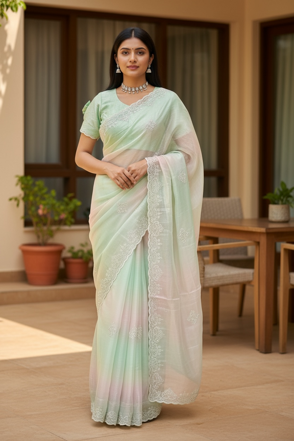 Moonlight Green Organza Saree