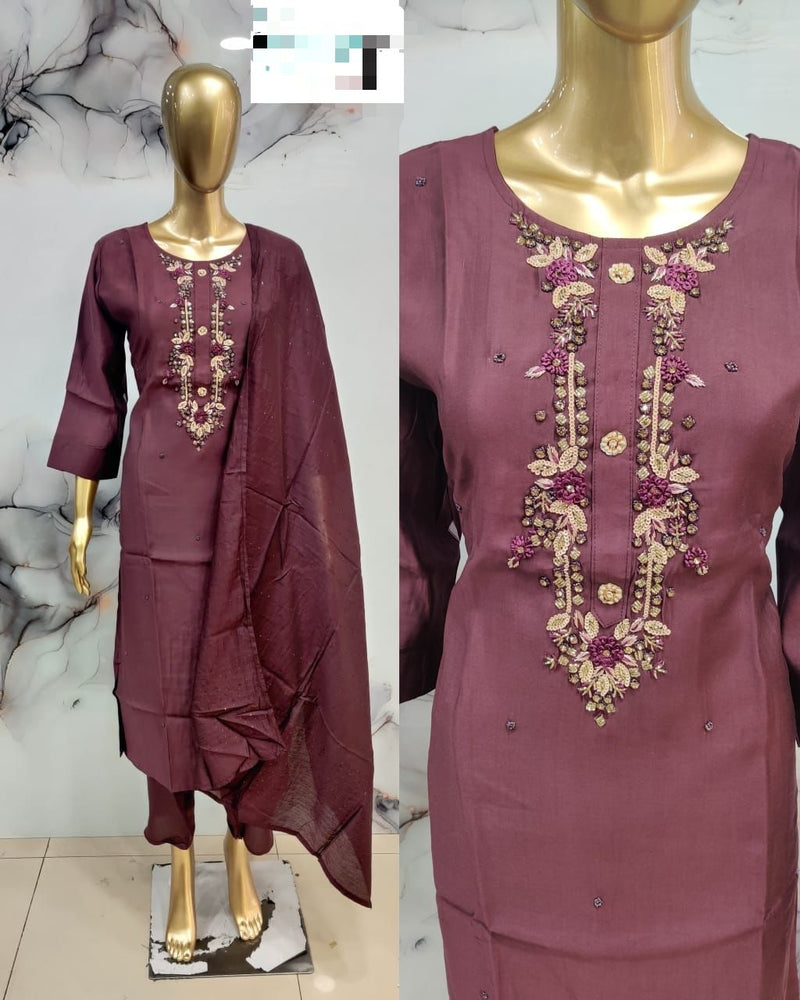 Maroon Stone work Suit