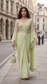 Light Green Premium Drape Saree