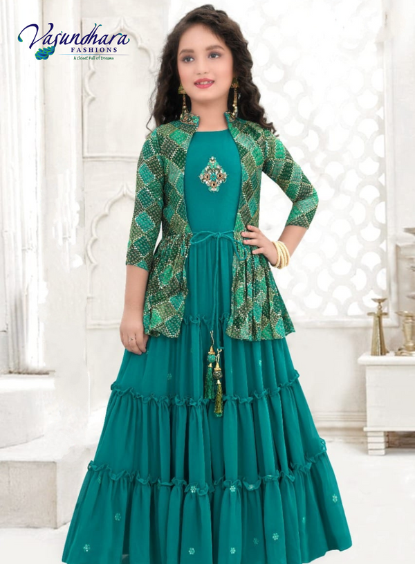 Girl's Green Long Gown