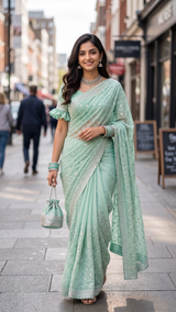 Green Organza Saree