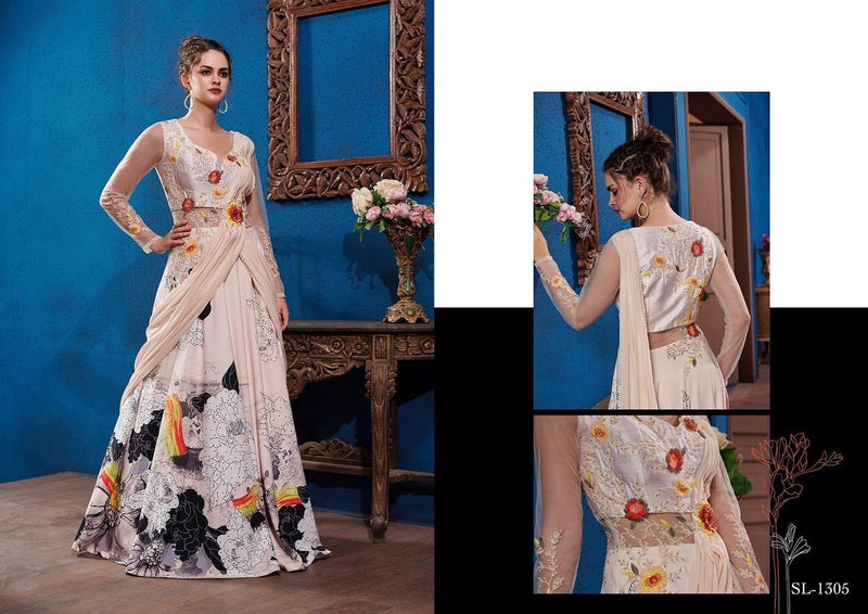 Designer Floral Digital Print Lehenga Gown