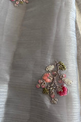 Grey and Peach Floral D.no - 6030