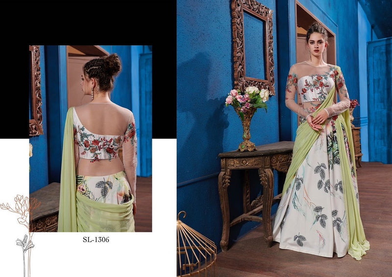 Designer Floral Digital Print Lehenga Gown