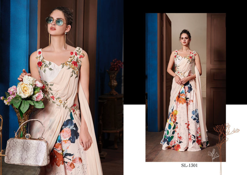 Designer Floral Digital Print Lehenga Gown