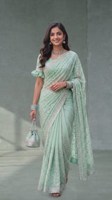 Green Organza Saree