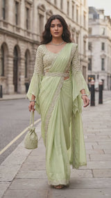 Light Green Premium Drape Saree