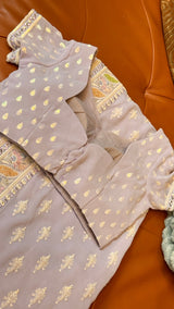 Vasundhara Fashions lavender chiffon saree with intricate Chikankari embroidery, sequin motifs, and floral border.