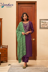 Women's Purple & Green Salwar Suit
