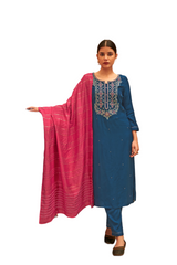 Women's Blue & Pink Salwar Suit