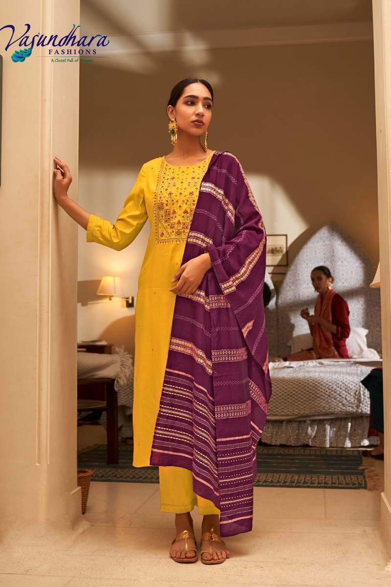 Women's Yello & Purple Salwar Suit