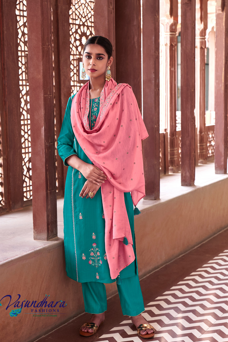 Women's Team Green & Pink Salwar Suit