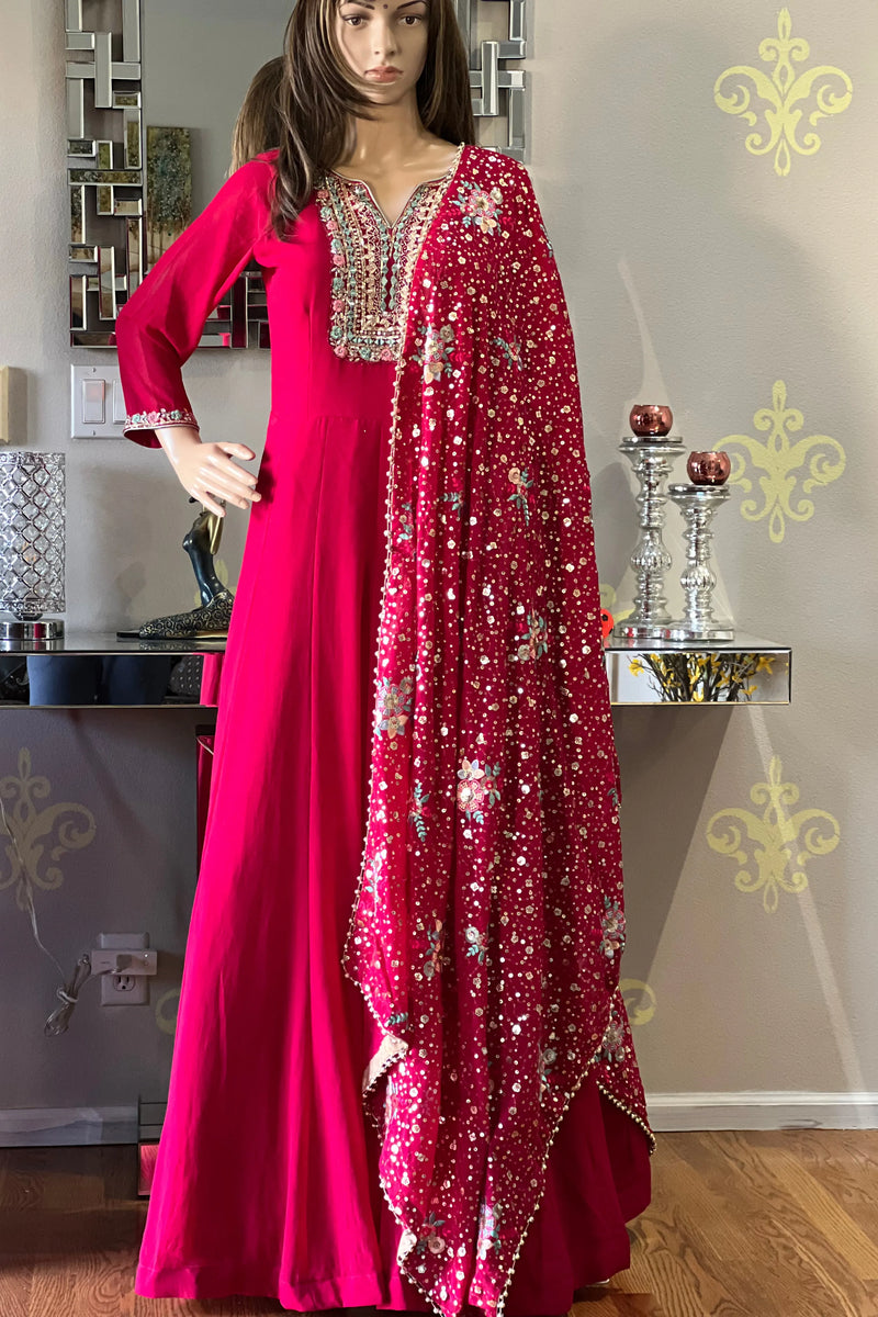 Red Floor Length Suit