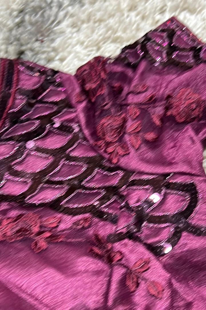 Purple sequins designer Saree